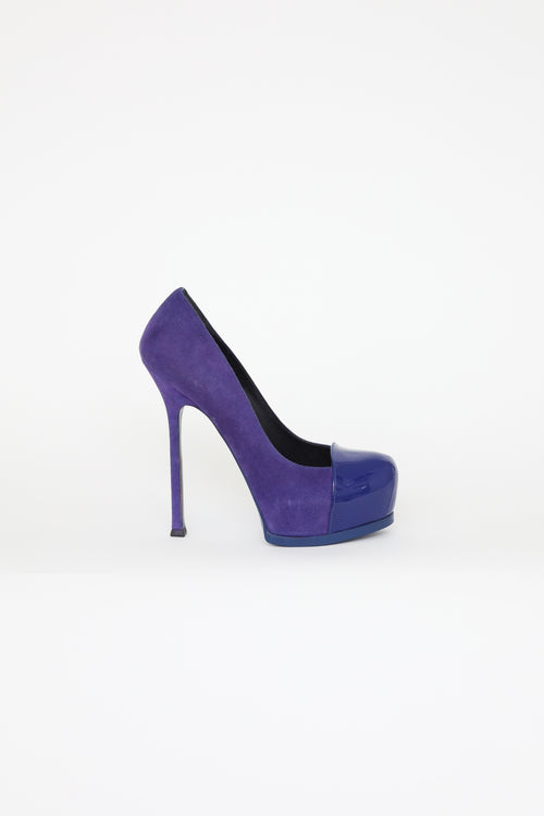 Saint Laurent Blue Suede Tribtoo Pumps