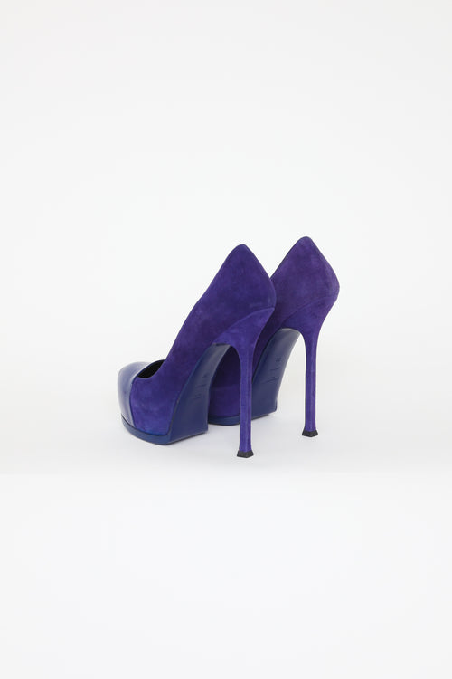 Saint Laurent Blue Suede Tribtoo Pumps