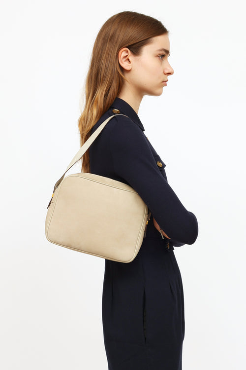 Salvatore Ferragamo Beige Suede Zip Shoulder Bag