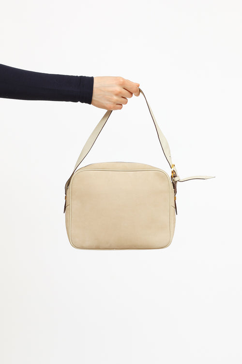 Salvatore Ferragamo Beige Suede Zip Shoulder Bag