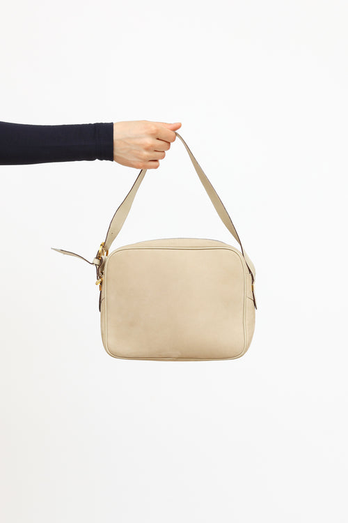 Salvatore Ferragamo Beige Suede Zip Shoulder Bag