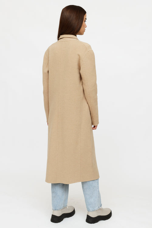 Sandro Beige Wool Peak Lapel Coat