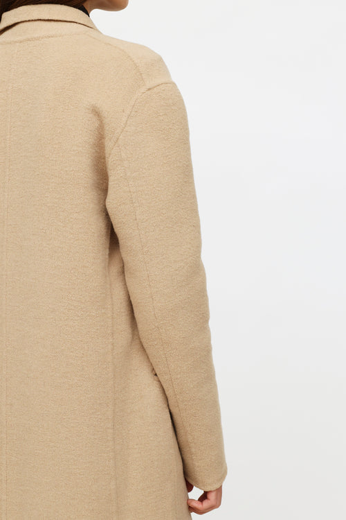 Sandro Beige Wool Peak Lapel Coat