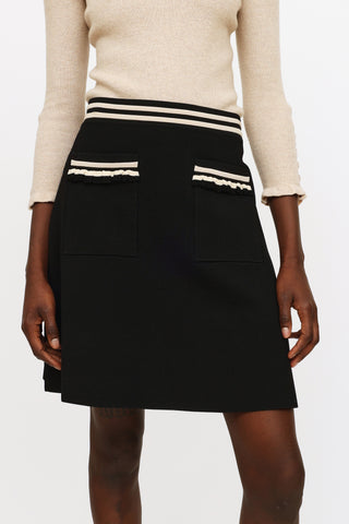 Sandro Black 
Beige Knit Midi Skirt