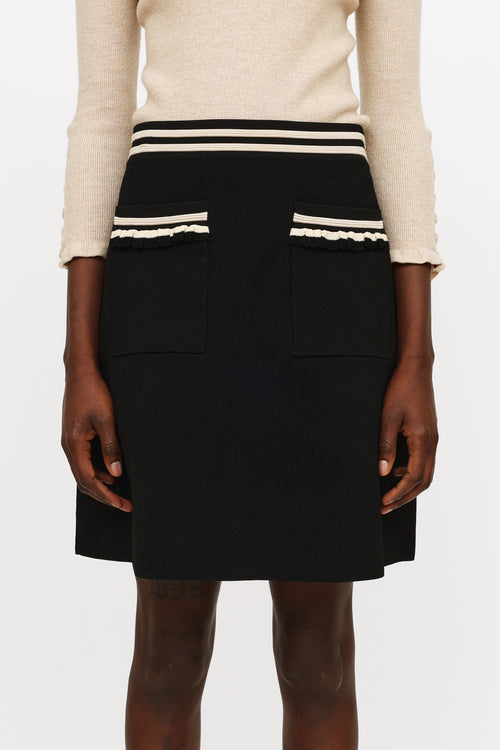 Sandro Black 
Beige Knit Midi Skirt