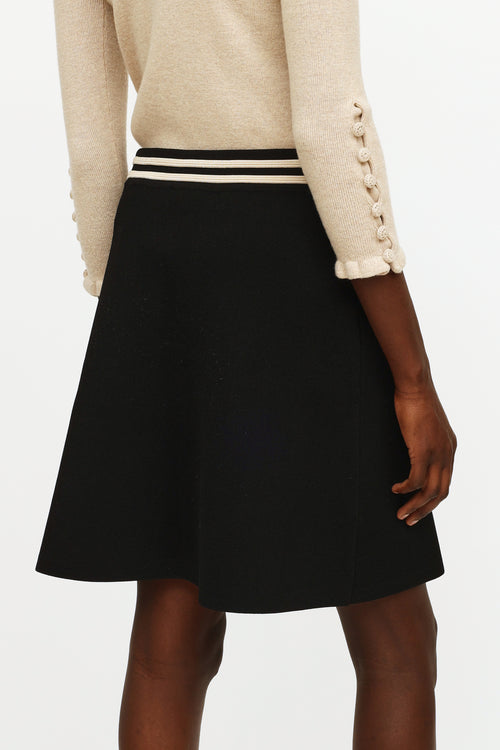 Sandro Black 
Beige Knit Midi Skirt