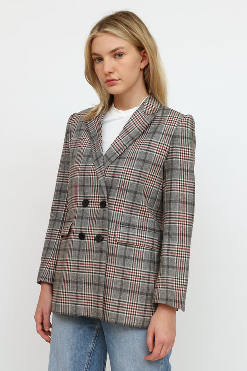 Sandro Black Red 
Beige Plaid Blazer