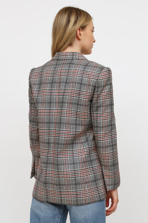 Sandro Black Red 
Beige Plaid Blazer