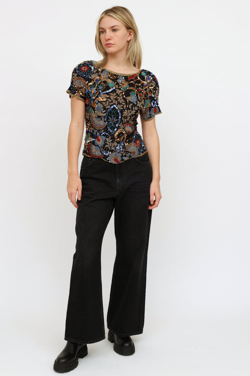 VSP Archive Black Multi Beaded 
Sequin Top