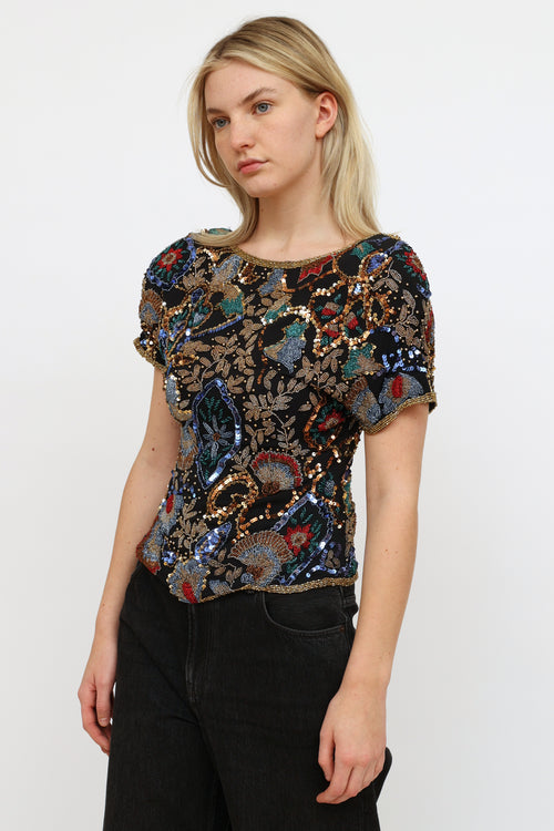 VSP Archive Black Multi Beaded 
Sequin Top