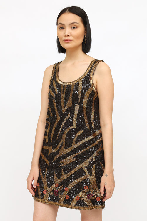 Sézane Black 
Gold Mulen Dress