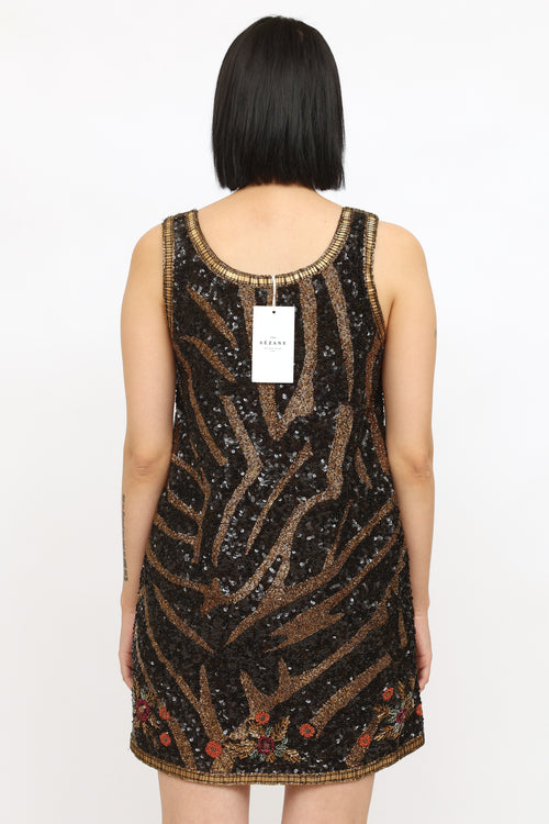 Sézane Black 
Gold Mulen Dress