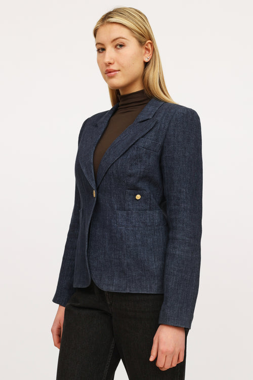 Smythe Navy Linen Button Blazer