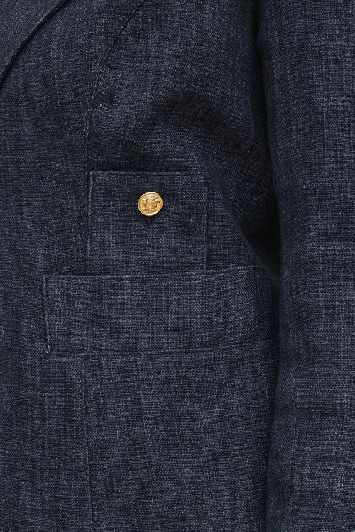 Smythe Navy Linen Button Blazer