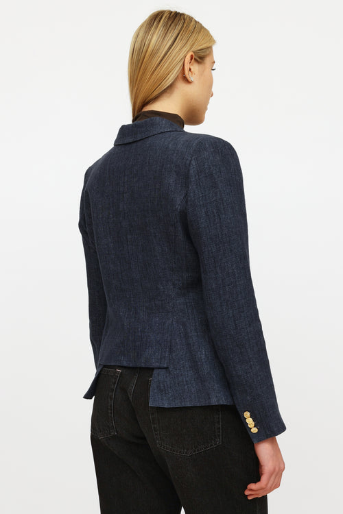 Smythe Navy Linen Button Blazer