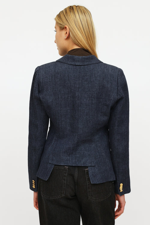 Smythe Navy Linen Button Blazer