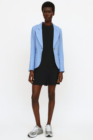 Smythe Blue Linen Button Blazer