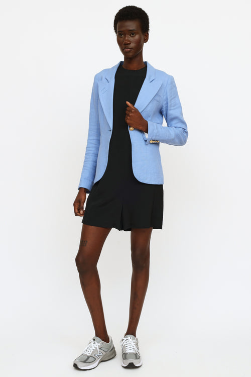 Smythe Blue Linen Button Blazer