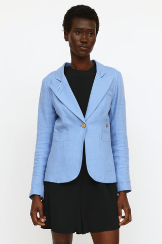 Smythe Blue Linen Button Blazer