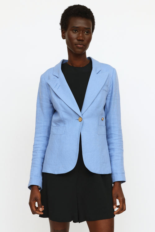 Smythe Blue Linen Button Blazer