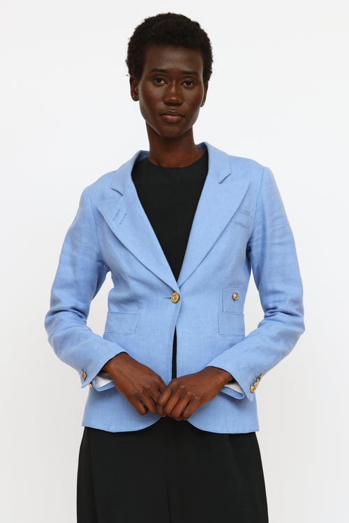 Smythe Blue Linen Button Blazer