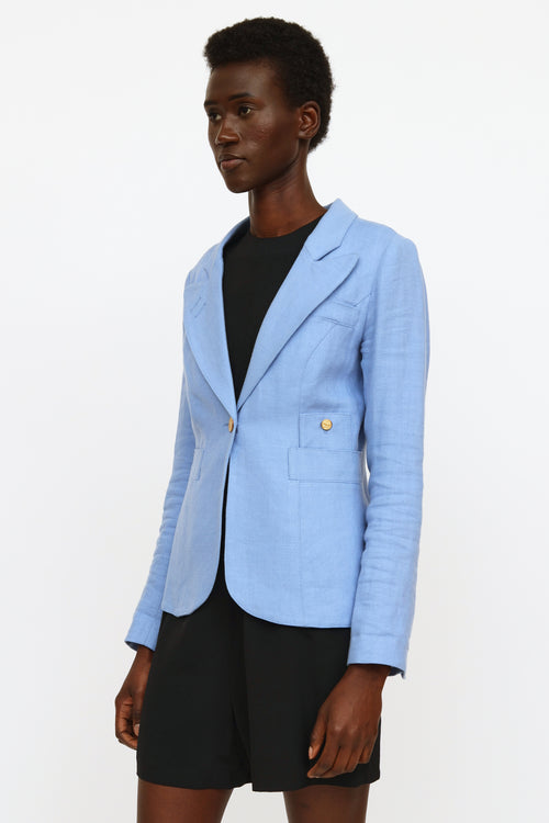 Smythe Blue Linen Button Blazer