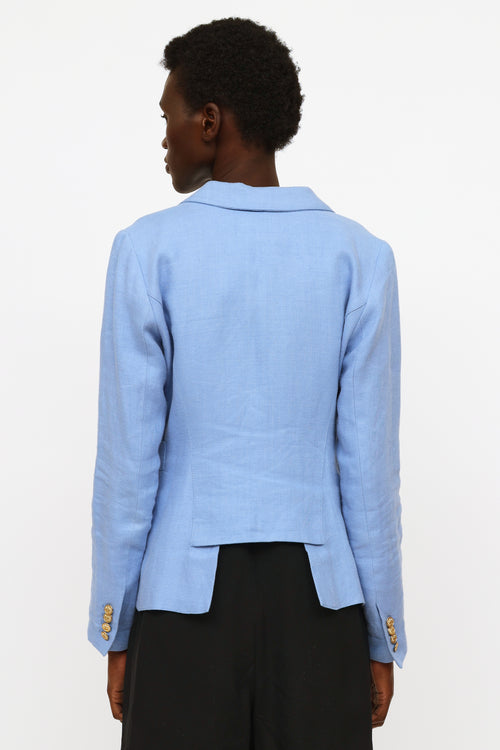 Smythe Blue Linen Button Blazer