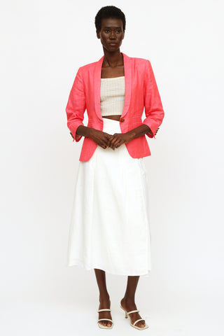 Smythe Fuchsia Linen Button Blazer