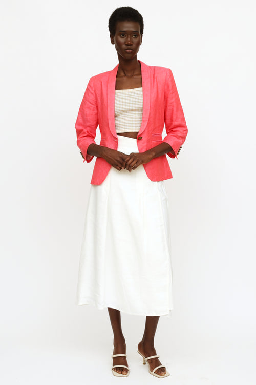 Smythe Fuchsia Linen Button Blazer