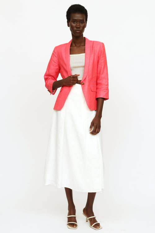 Smythe Fuchsia Linen Button Blazer