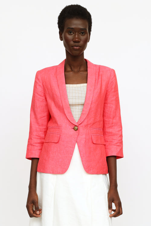 Smythe Fuchsia Linen Button Blazer