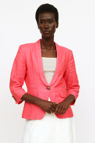 Smythe Fuchsia Linen Button Blazer