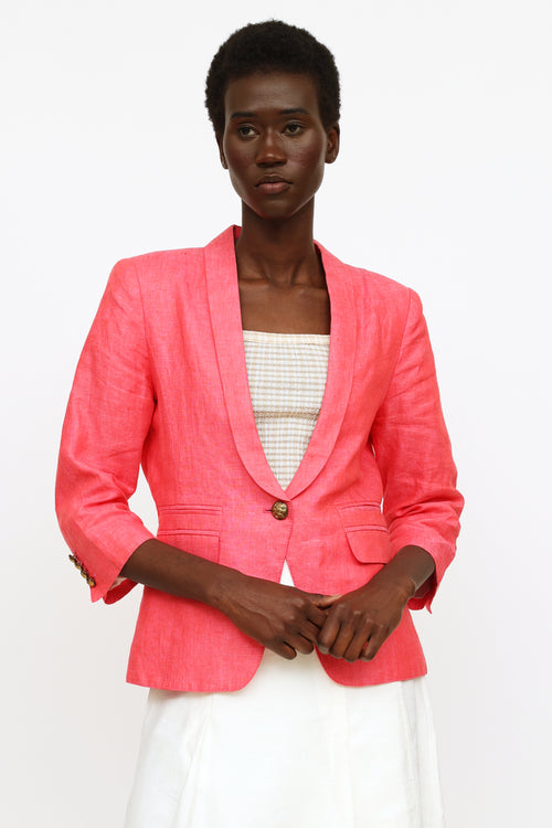 Smythe Fuchsia Linen Button Blazer