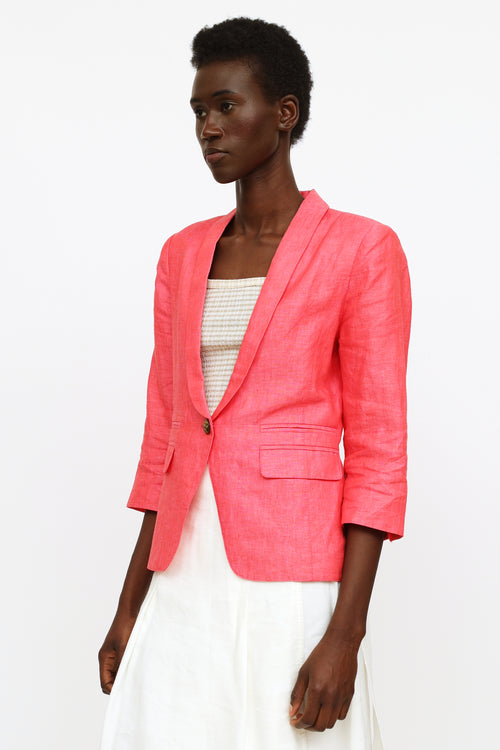 Smythe Fuchsia Linen Button Blazer