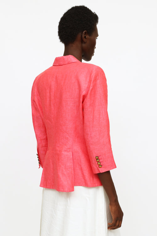 Smythe Fuchsia Linen Button Blazer