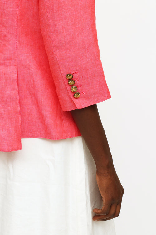 Smythe Fuchsia Linen Button Blazer