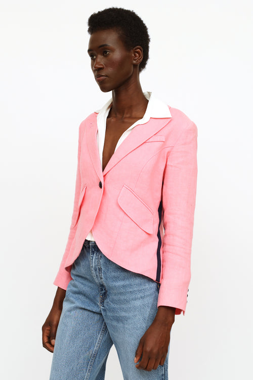 Smythe Pink Linen Button Blazer