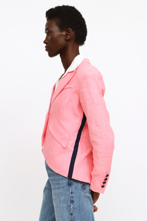 Smythe Pink Linen Button Blazer