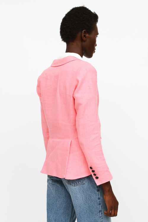 Smythe Pink Linen Button Blazer