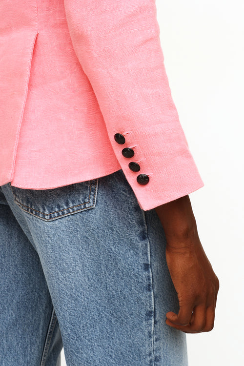 Smythe Pink Linen Button Blazer