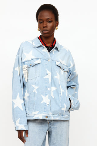 Stella McCartney Blue 
White Lightwash Star Denim Jacket