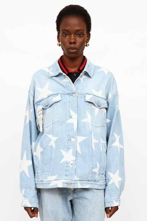 Stella McCartney Blue 
White Lightwash Star Denim Jacket