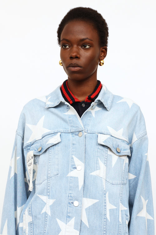 Stella McCartney Blue 
White Lightwash Star Denim Jacket