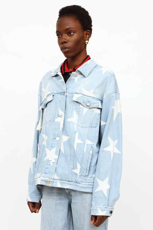 Stella McCartney Blue 
White Lightwash Star Denim Jacket