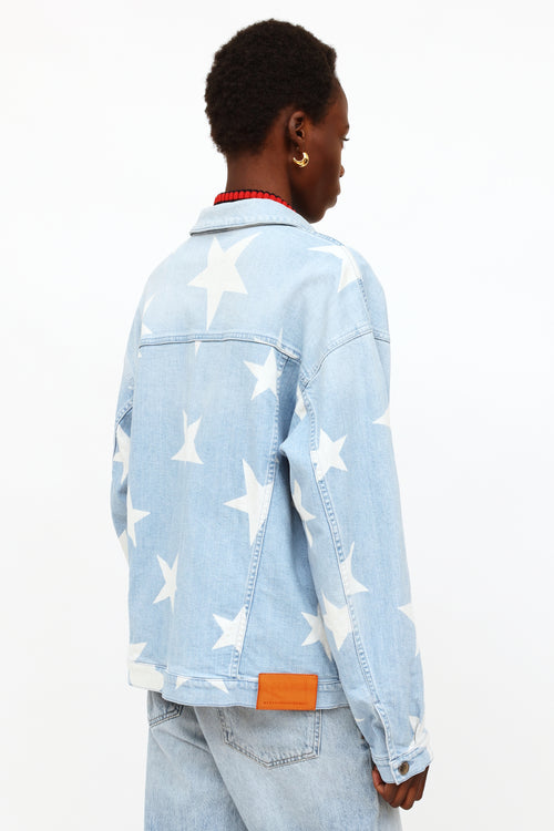 Stella McCartney Blue 
White Lightwash Star Denim Jacket