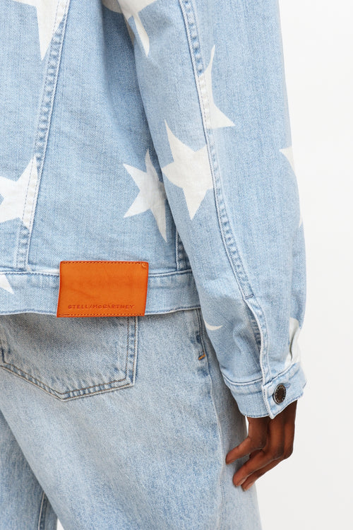 Stella McCartney Blue 
White Lightwash Star Denim Jacket