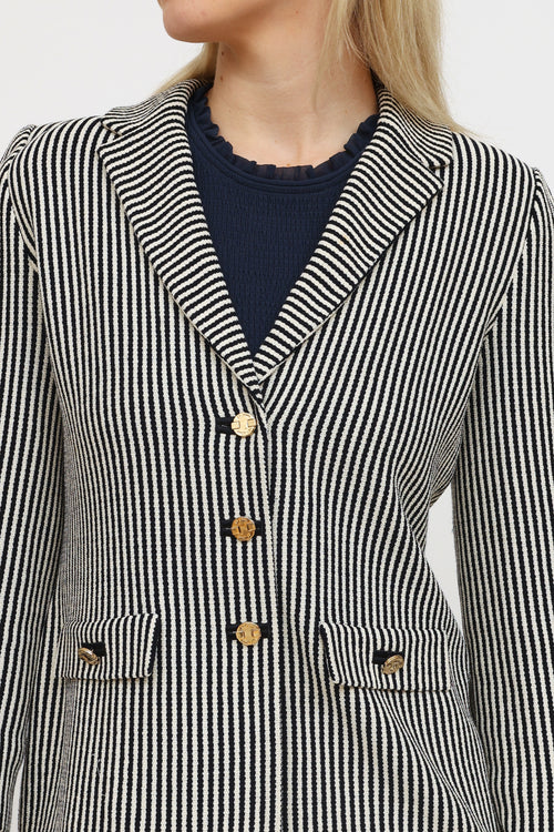 St. John  Navy 
White Striped Blazer