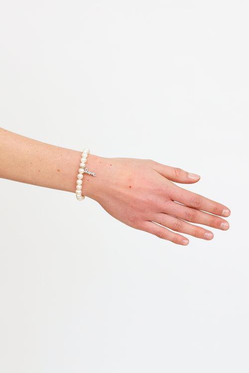 Sydney Evan 14K White Gold 
Pearl Love Bracelet