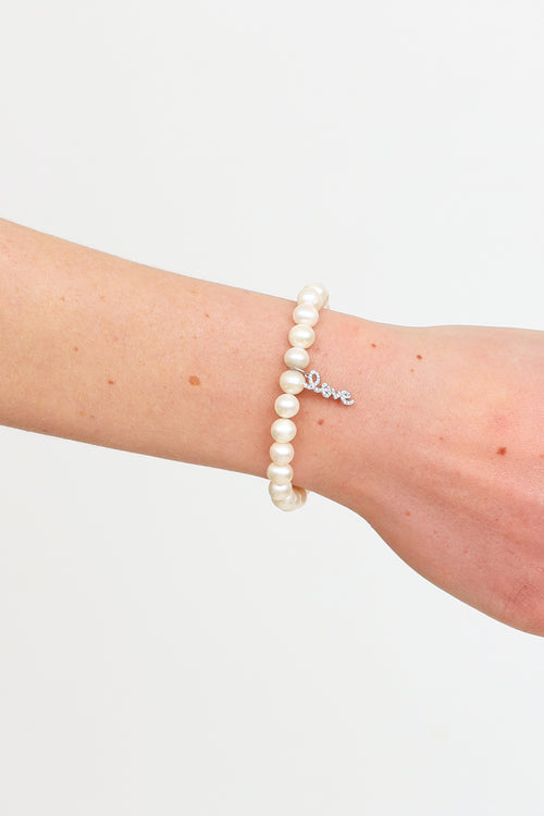 Sydney Evan 14K White Gold 
Pearl Love Bracelet