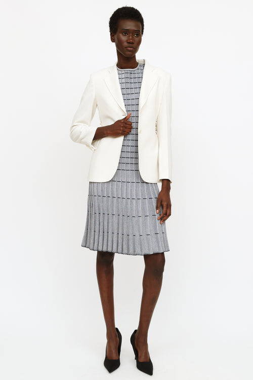 Theory Cream Single Button Lace Tie Blazer